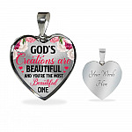 God's Creations Are Beautiful And You're The Most Beautiful One Heart Pendant Necklace - Heart Luxury Necklace (Silver)