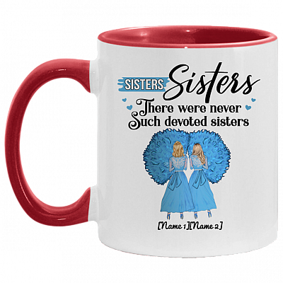 Personalized Sisters Sisters There Were Never Such Devoted Sisters Christmas Accent Mug, White/Red, 11 oz. Accent Mug