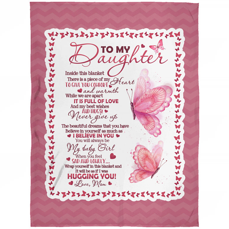 To My Daughter Inside This Blanket There Is A Piece Of My Heart Printed Fleece Blanket - Premium Sherpa Blanket - Woven Blanket, White, Arctic Fleece Blanket - 60x80