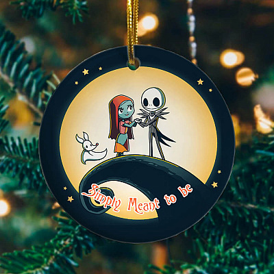 Alternative view of Simply Meant To Be Couple Decorative Christmas Ornament - Holiday Flat Circle Ornament