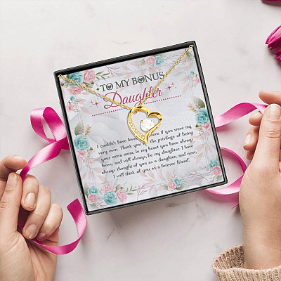 My Bonus Daughter In My Heart You Have Always Been and Will Always Be My Daughter Forever Love Pendant Necklace