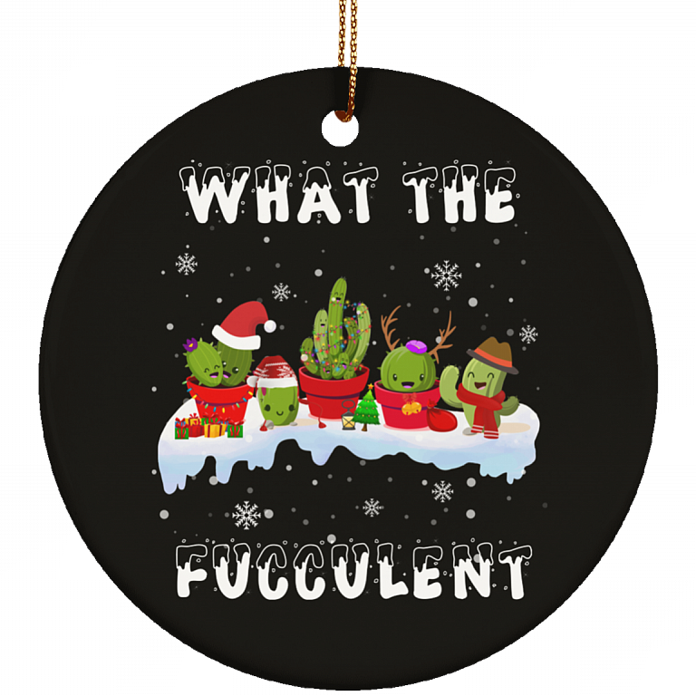 What The Fucculent Christmas Ornament, Black, Circle Ornament