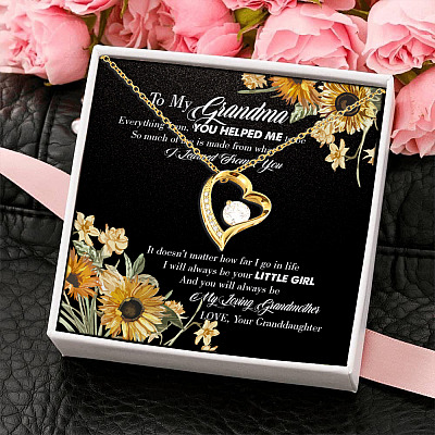 Alternative view of Sunflower To My Grandma Everything I Am You Helped Me To Be Forever Love Pendant Necklace