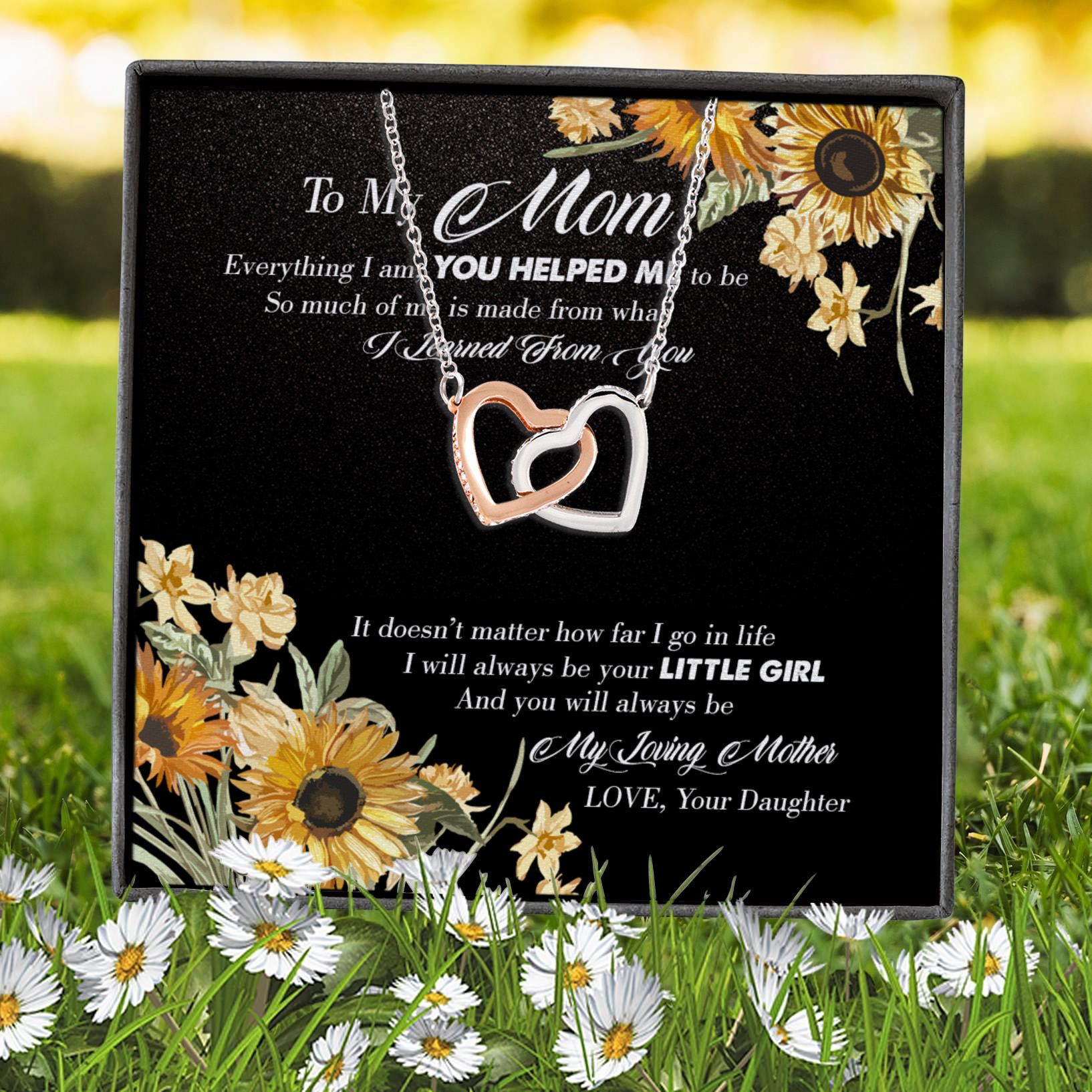 11Th. Everything I Am Mom message card Interlocking Hearts Necklace 7