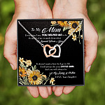 11Th. Everything I Am Mom message card Interlocking Hearts Necklace