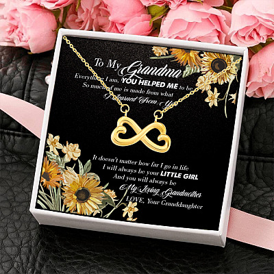 Alternative view of Sunflower To My Grandma Everything I Am You Helped Me To Be Infinity Heart Pendant Necklace