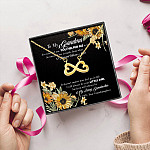 Sunflower To My Grandma Everything I Am You Helped Me To Be Infinity Heart Pendant Necklace