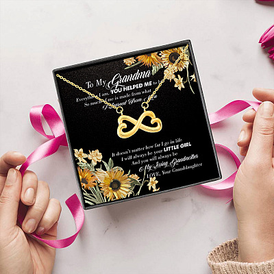 Sunflower To My Grandma Everything I Am You Helped Me To Be Infinity Heart Pendant Necklace