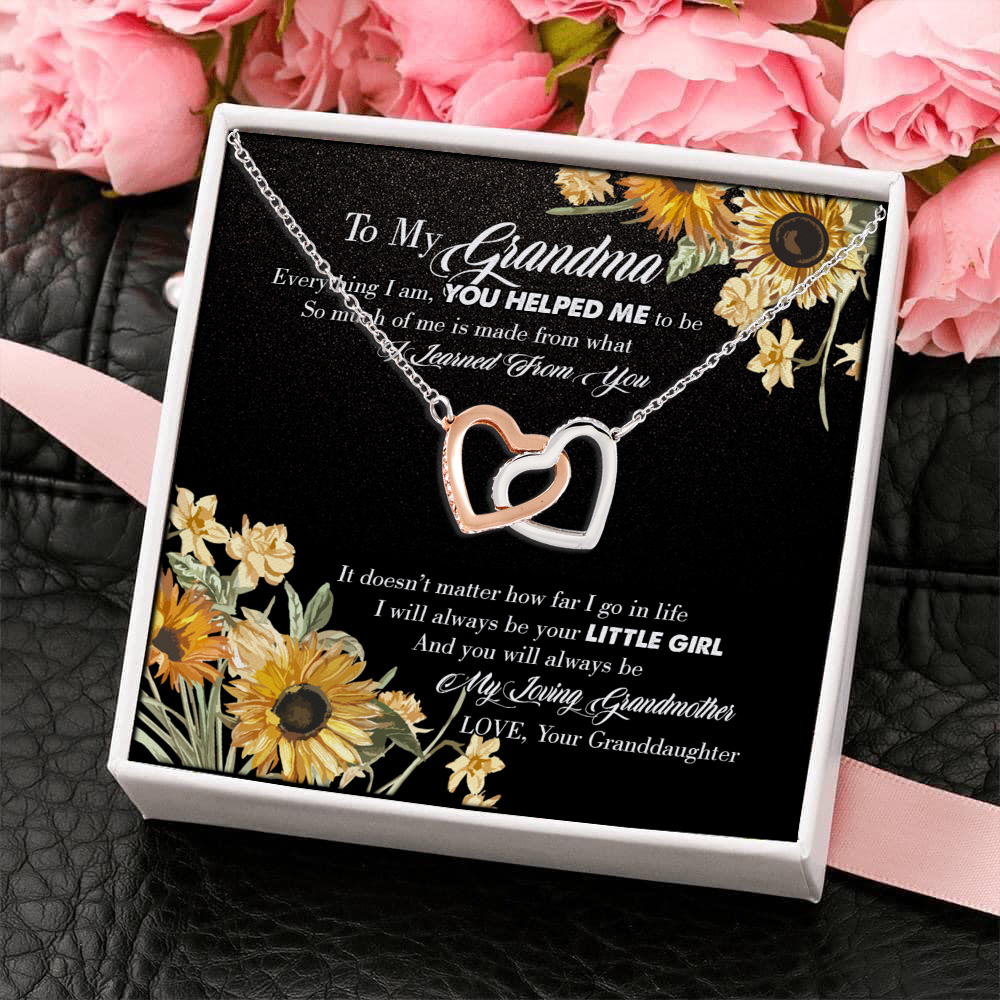 11Th. Everything I Am Grandma message card Interlocking Hearts Necklace 4