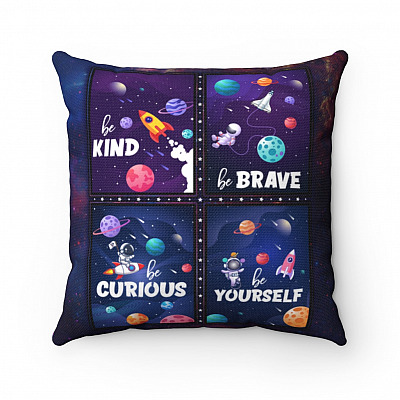 Be Kind Be Brave Be Curious Be Yourself Throw Pillow - Decorative Pillow - Indoor Outdoor Cushion