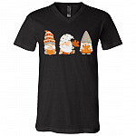 Fall Gnomes Cute Funny Fall Pumpkin T-Shirt - V-Neck, Black, V-Neck T-Shirt