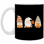 Fall Gnomes Cute Funny Fall Pumpkin Ceramic Coffee Mug - Water Bottle, Black, 11 oz. White Mug