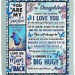 From Mom To My Daughter I Want You To Know I Love You Butterfly Fleece Blanket - Premium Mink Sherpa Blanket, White, Cozy Plush Fleece Blanket - 50x60