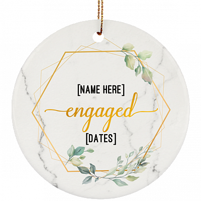 Personalized Couple Engaged Christmas Ornament Keepsake - Circle Ornament, White, Circle Ornament