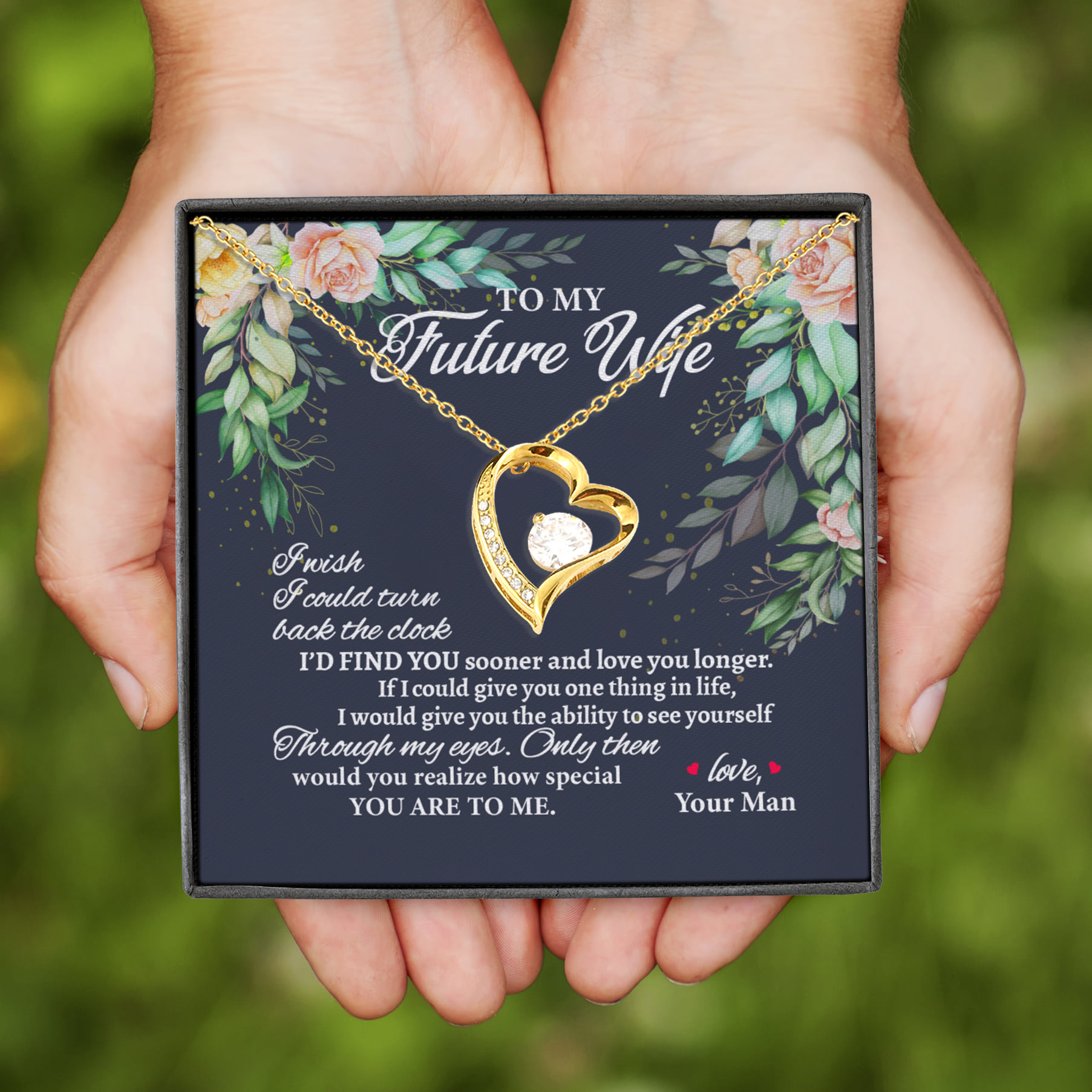 10VT. To My Future Wife Message Card (5) Forever Love Necklace (Gold)