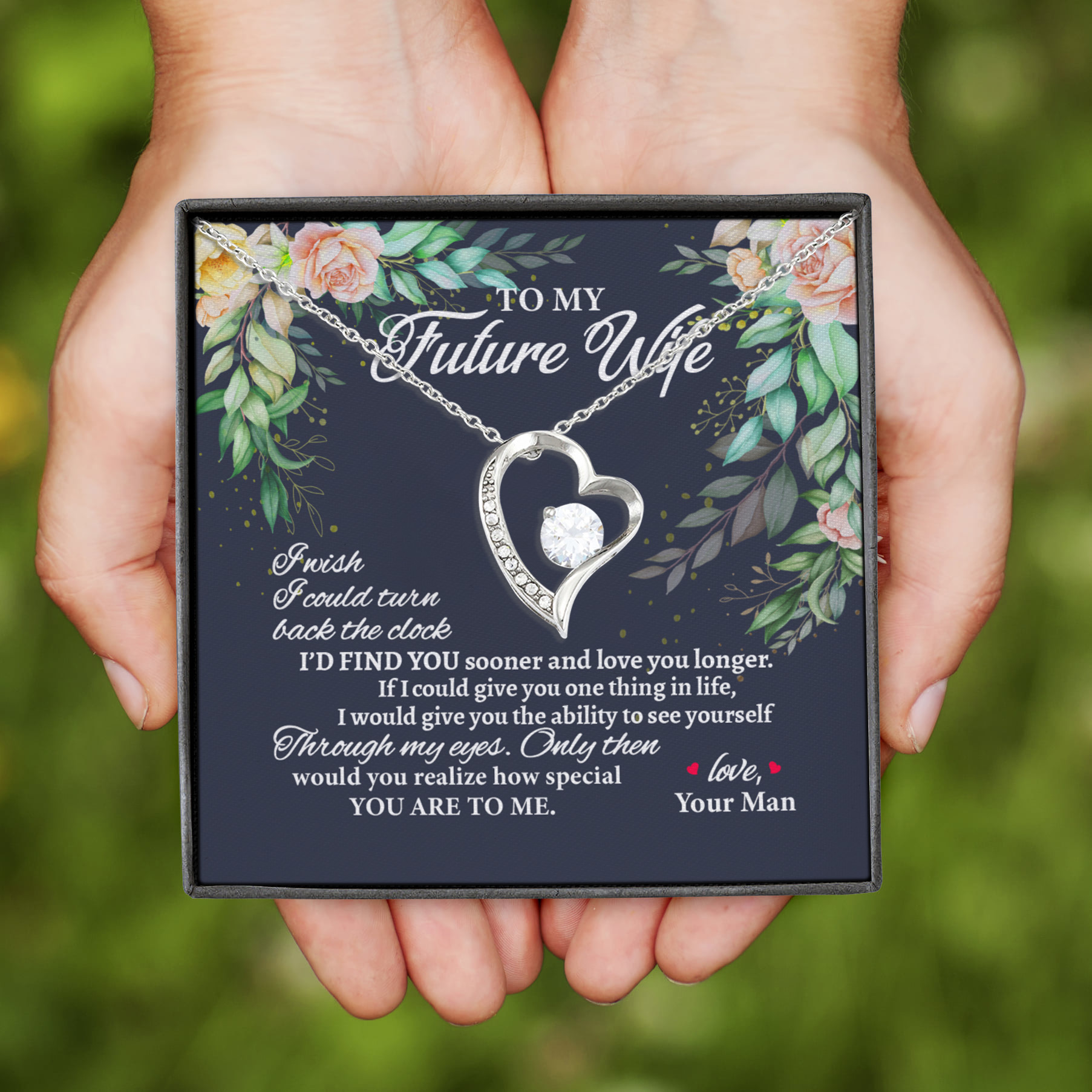 10VT. To My Future Wife Message Card (5) Forever Love Necklace (Silver)