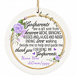 Personalized Godparents Christmas Ornament Keepsake - Gift For Godparents Flat Circle Ornament, White, Circle Ornament