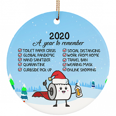 2020 A Year To Remember Decorative Christmas Holiday Flat Circle Ornament Keepsake - Funny 2020 Christmas Ornament, White, Circle Ornament