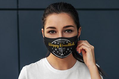 Alternative view of Happy Hanukkah Jewish Holidays 2020 Washable Reusable Custom - Printed Cloth Face Mask Cover