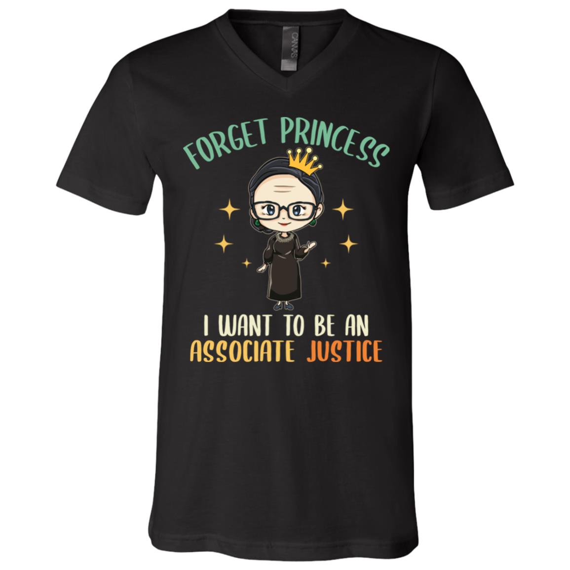RBG Forget Princess I Want To Be An Associate Justice T-Shirt - V-Neck - Youth Shirt, Black, V-Neck T-Shirt