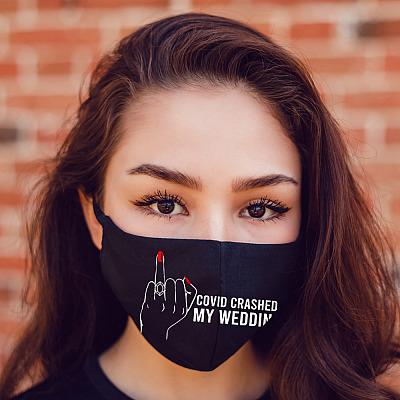 Alternative view of Crashed My Wedding Ring Finger Washable Reusable Custom - Printed Cloth Face Mask Cover