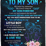 From Mom To My Son My Little Boy Yesterday My Friend Today Fleece Blanket - Premium Mink Sherpa Blanket, White, Cozy Plush Fleece Blanket - 50x60