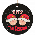 Funny Tits The Season Christmas Decorative Christmas Ornament - Holiday Flat Circle Ornament Gifts, White, Circle Ornament Funny Tits The Season Christmas Decorative Christmas Ornament - Holiday Flat Circle Ornament Gifts, White, Circle Ornament