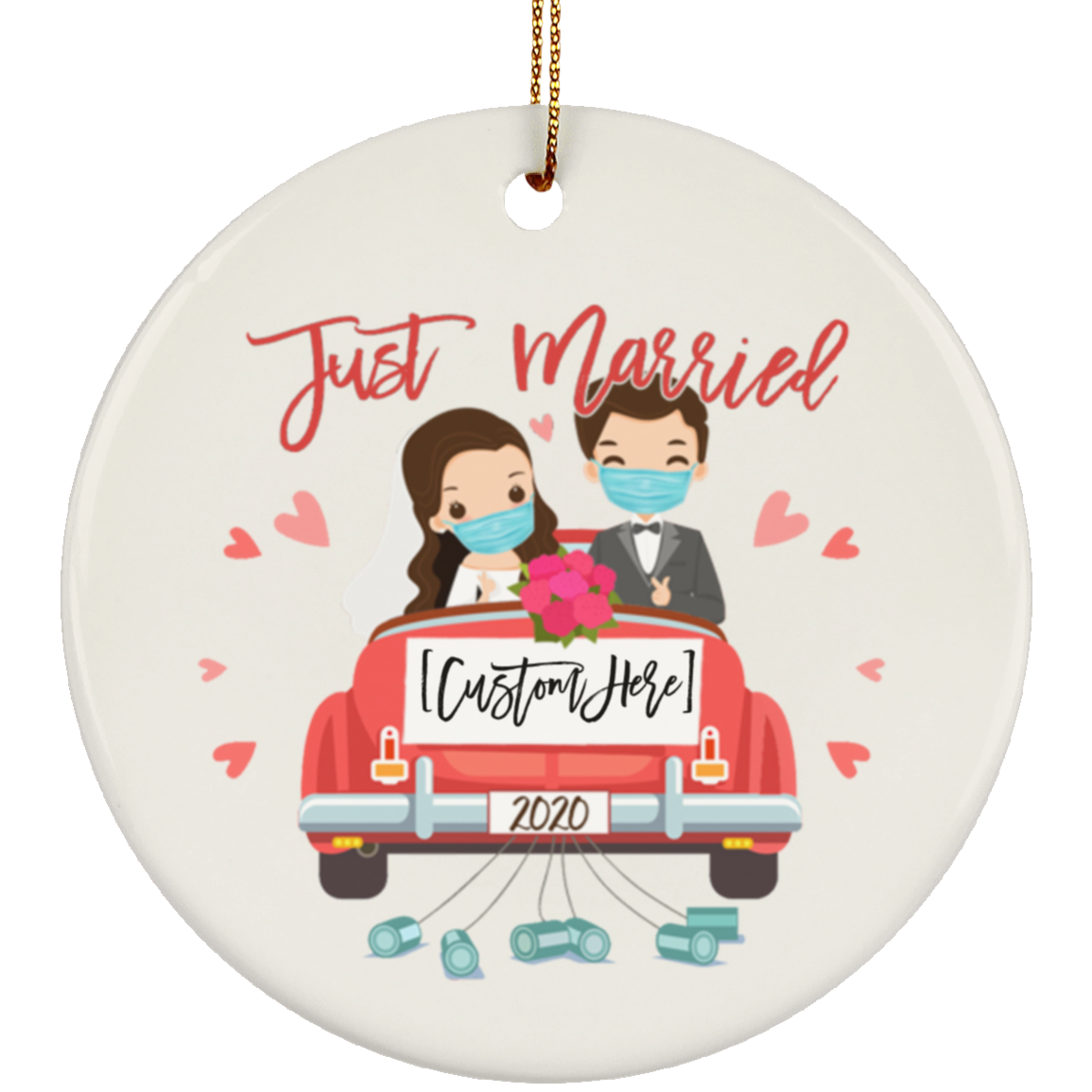 Personalized Couple Wearing Mask Just Married 2020 Wedding Covid Pandemic Christmas Circle Ornament Keepsake, White, Circle Ornament Personalized Couple Wearing Mask Just Married 2020 Wedding Covid Pandemic Christmas Circle Ornament Keepsake, White, Circle Ornament