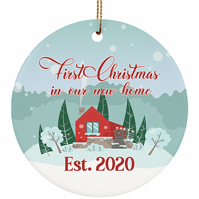 First Christmas New Home Decorative Christmas Ornament Keepsake - Holiday Flat Circle Ornament, White, Circle Ornament