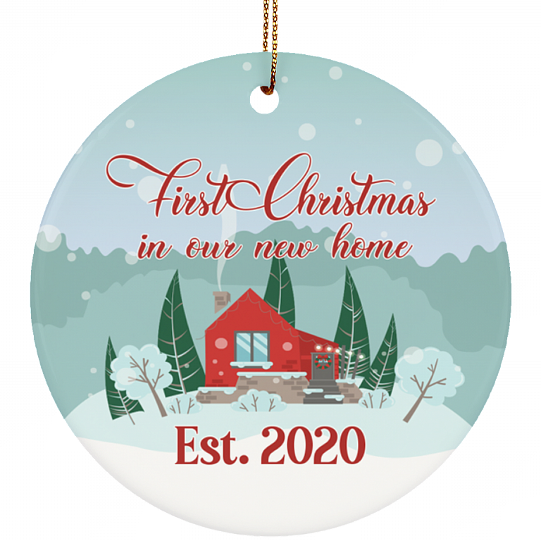 First Christmas New Home Decorative Christmas Ornament Keepsake - Holiday Flat Circle Ornament, White, Circle Ornament