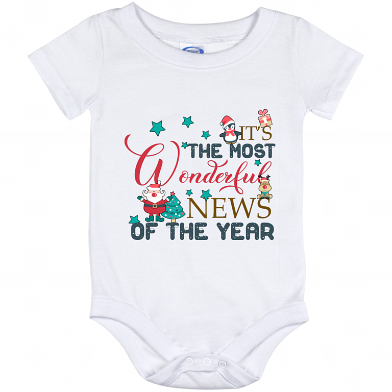 Christmas It's The Most Wonderful New Of The Year Baby Onesie - Baby Infant Bodysuit Gifts, White, Baby Onesie - 12 Month