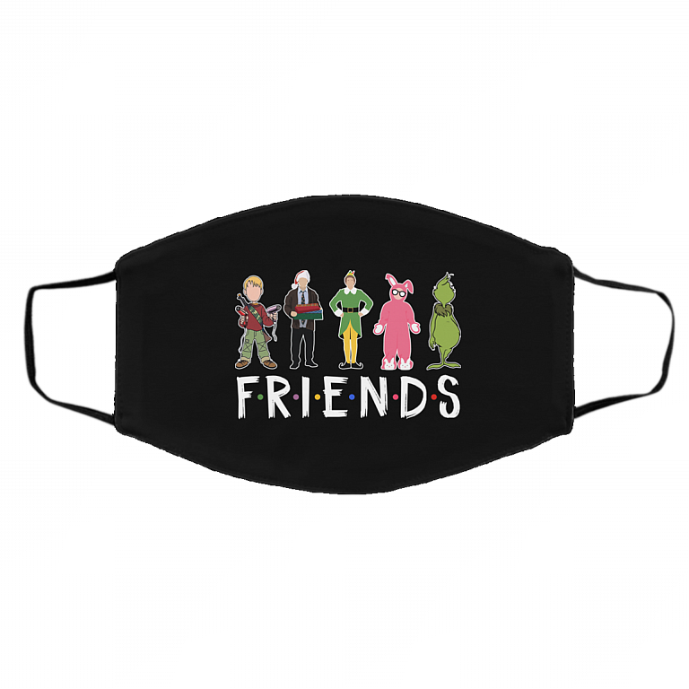 Christmas Movie Characters Friends Washable Reusable Custom Printed Cloth Face Mask Cover, Black, Cloth Face Cover – Medium/Large