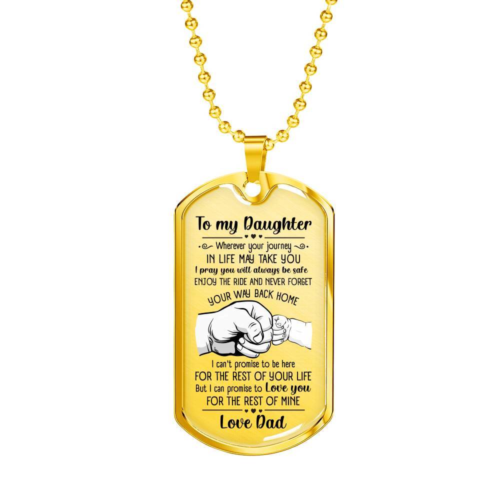 From Dad To My Daughter I Pray You Will Always Be Safe Dog Tag Pendant Necklace - Inspirational Gifts - Dog Tag (Gold Plated) From Dad To My Daughter I Pray You Will Always Be Safe Dog Tag Pendant Necklace - Inspirational Gifts - Dog Tag (Gold Plated)