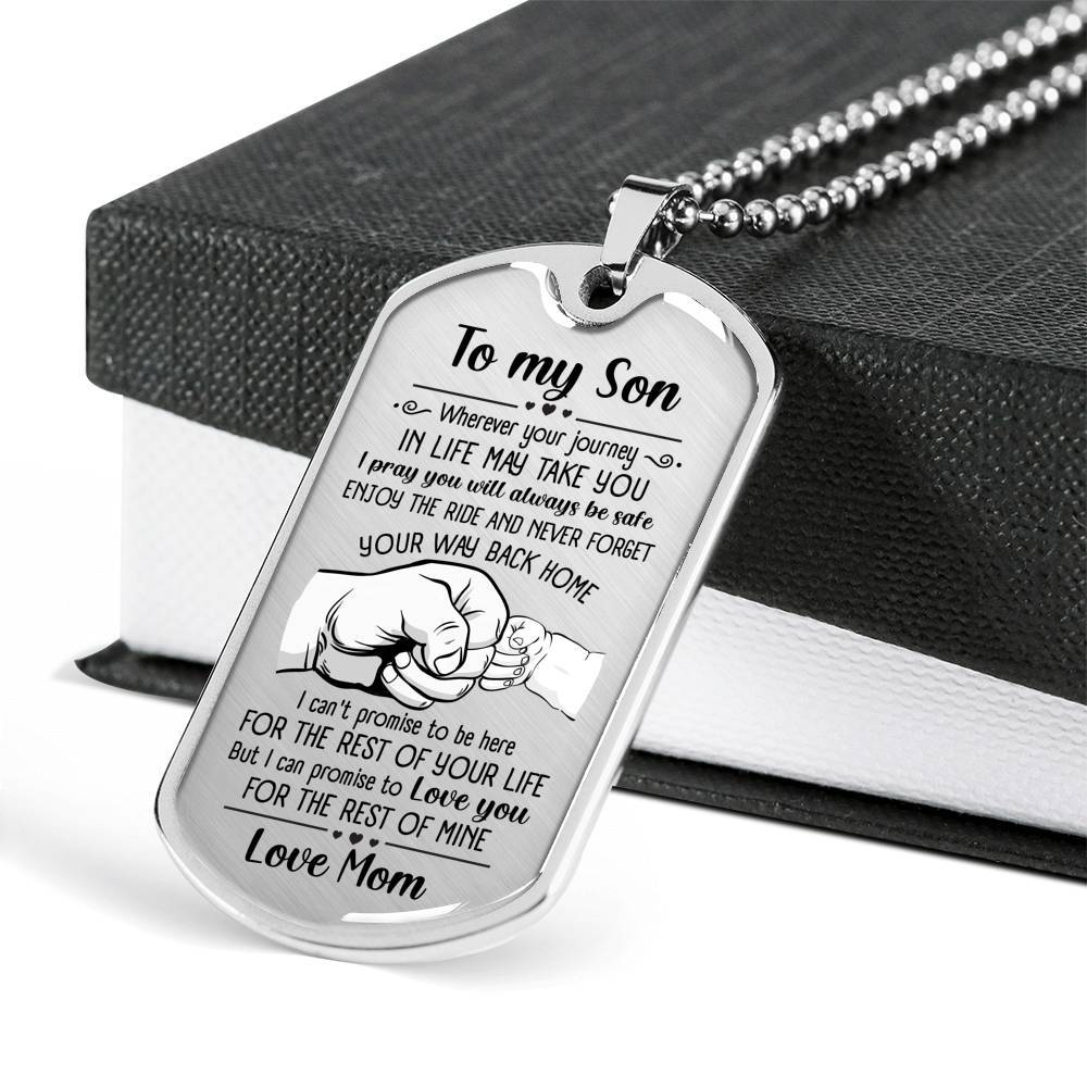 From Mom To My Son I Pray You Will Always Be Safe Dog Tag Pendant Necklace - Inspirational Gifts - Dog Tag (Silver) From Mom To My Son I Pray You Will Always Be Safe Dog Tag Pendant Necklace - Inspirational Gifts - Dog Tag (Silver)