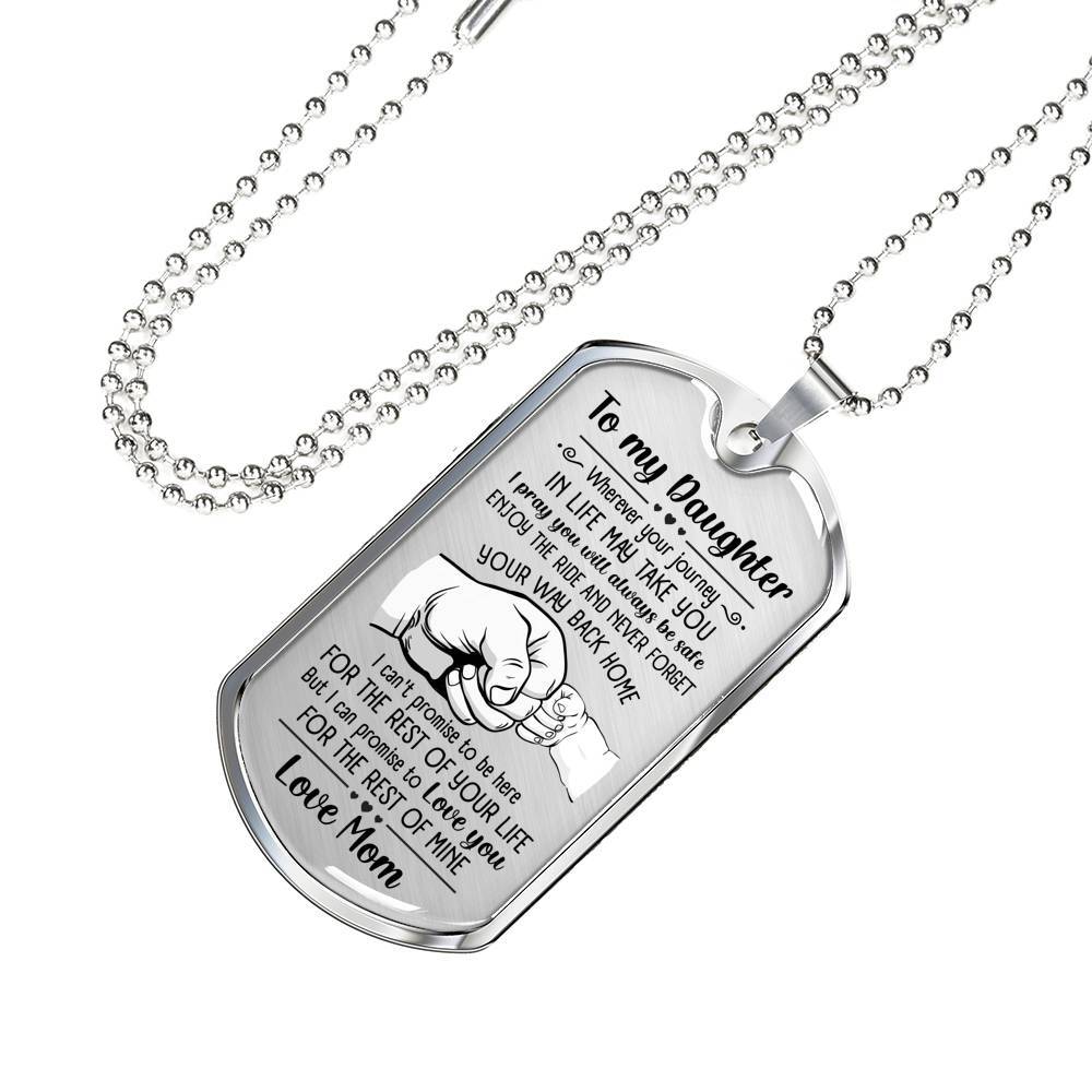 From Mom To My Daughter I Pray You Will Always Be Safe Dog Tag Pendant Necklace - Inspirational Gifts - Dog Tag (Silver)