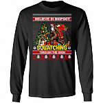 Believe In Bigfoot Squatching Through The Snow Hoodie - Sweatshirt - Long Sleeve, Black, Long Sleeve