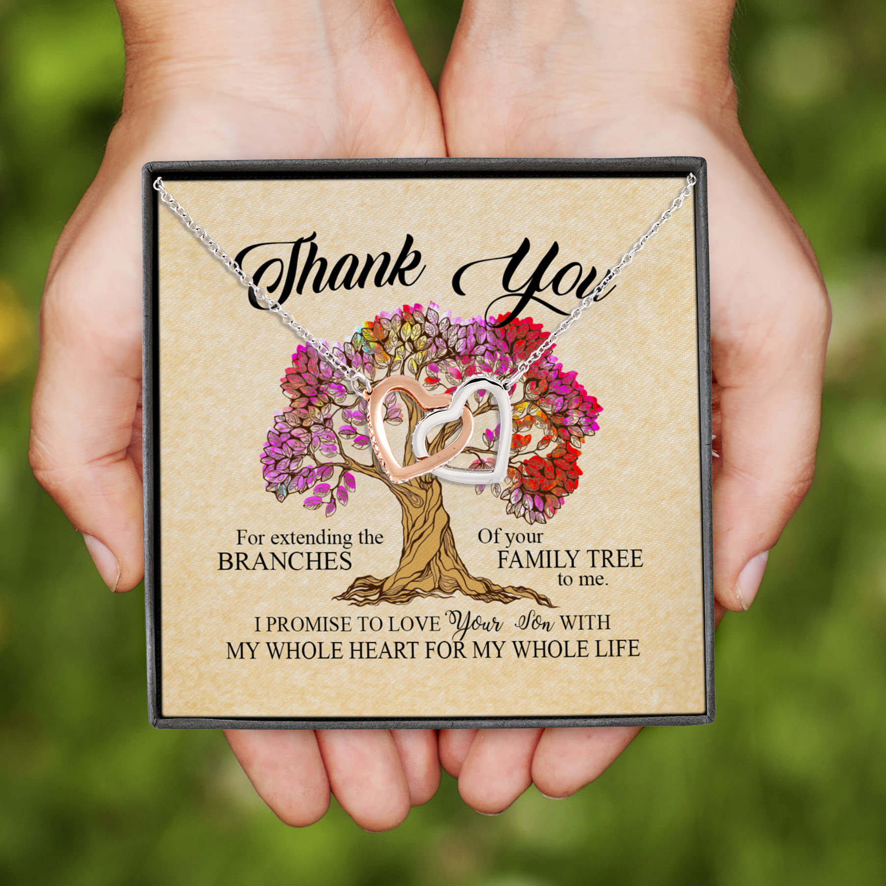 3H. Thank you(5) Interlocking Hearts Necklace