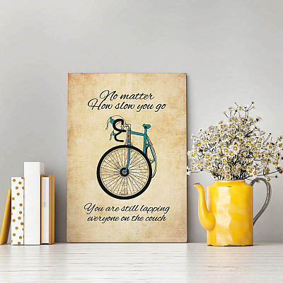 Alternative view of Biker No Matter How Slow You Go You Are Still Lapping Everyone On The Couch Framed Canvas - Unframed Poster