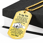 From Dad To My Son I Pray You Will Always Be Safe Dog Tag Pendant Necklace - Inspirational Gifts - Dog Tag (Gold Plated)