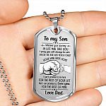 From Dad To My Son I Pray You Will Always Be Safe Dog Tag Pendant Necklace - Inspirational Gifts - Dog Tag (Silver)