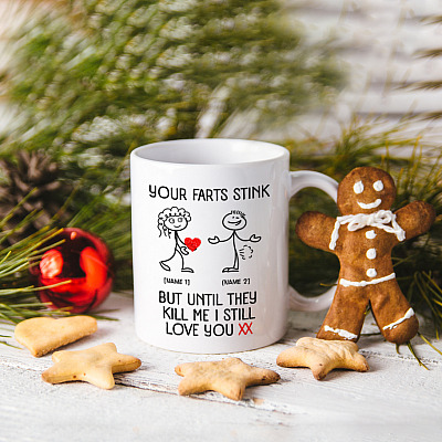 Alternative view of Personalized Your Farts Stink But Until They Kill Me I Still Love You Ceramic Coffee Mug - Beer Stein