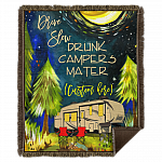 Drunk Campers Personalized Blanket, White, Woven Blanket - 50x60