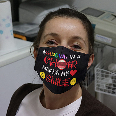 Alternative view of Singing In A Choir Makes My Heart Smile Washable Reusable Custom Printed Cloth Face Mask Cover