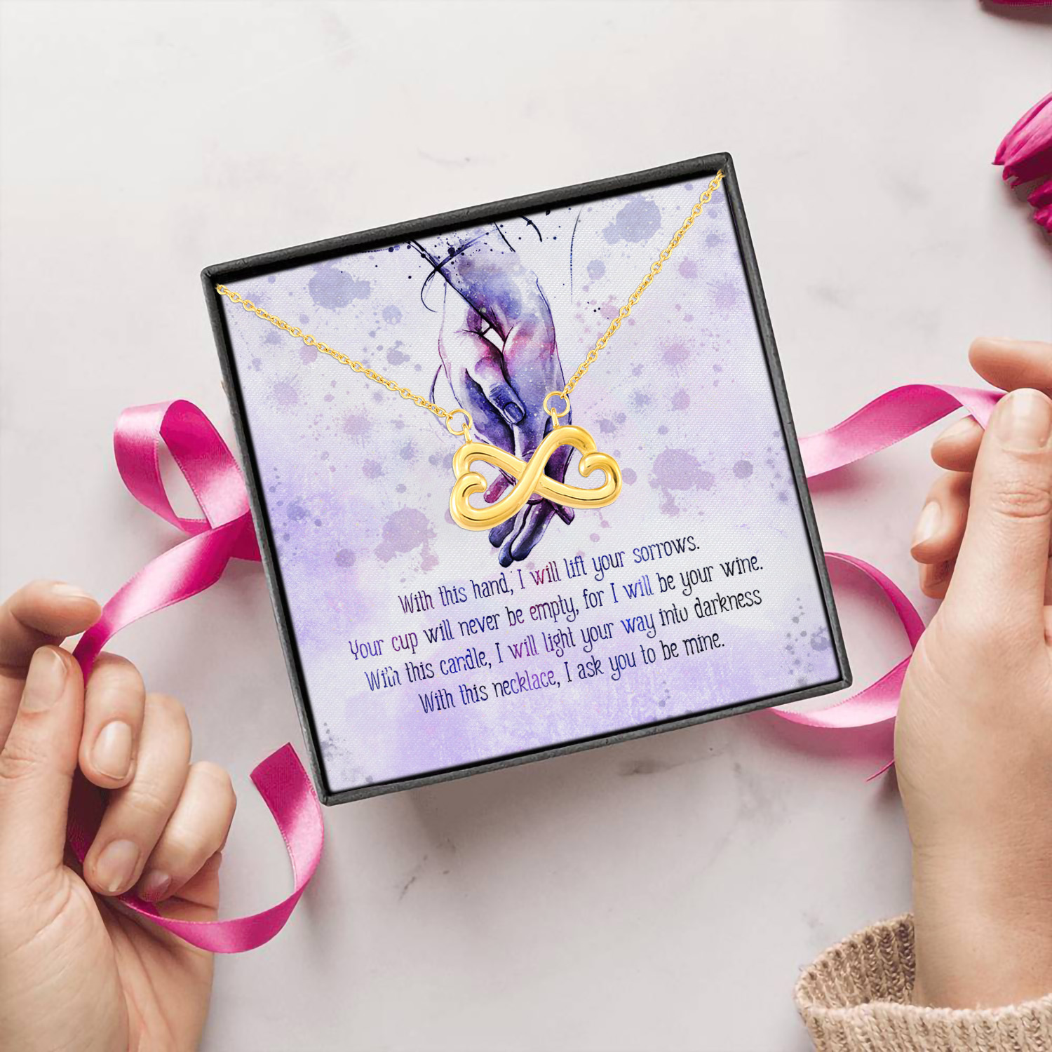 2HP. Ask You To Be Mine Infinity Heart Necklace (Gold) 5