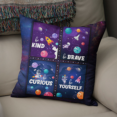 Alternative view of Be Kind Be Brave Be Curious Be Yourself Throw Pillow - Decorative Pillow - Indoor Outdoor Cushion