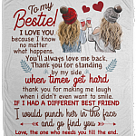 To My Bestie I Love You Because I Know No Matter What Happen Fleece Blanket - Premium Sherpa Blanket, White, Cozy Plush Fleece Blanket - 50x60
