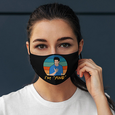 Alternative view of I'm Fine Ross Geller Funny Sarcasm Friends Lover Washable Reusable Custom Printed Cloth Face Mask Cover