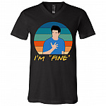 I'm Fine Ross Geller Funny Sarcasm T-Shirt - V-Neck Shirt - Friends Lover Gift, Black, V-Neck T-Shirt