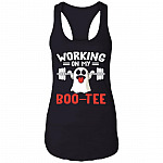 Halloween Working On My Boo-Tee Cotton Tank Top Tee - Ladies Racerback Tank, Black, Ladies Racerback Tank