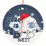 2020 Is Boo Sheet Funny Christmas Holiday Circle Ornament Keepsake - Cute Ghost Christmas Gift, White, Circle Ornament